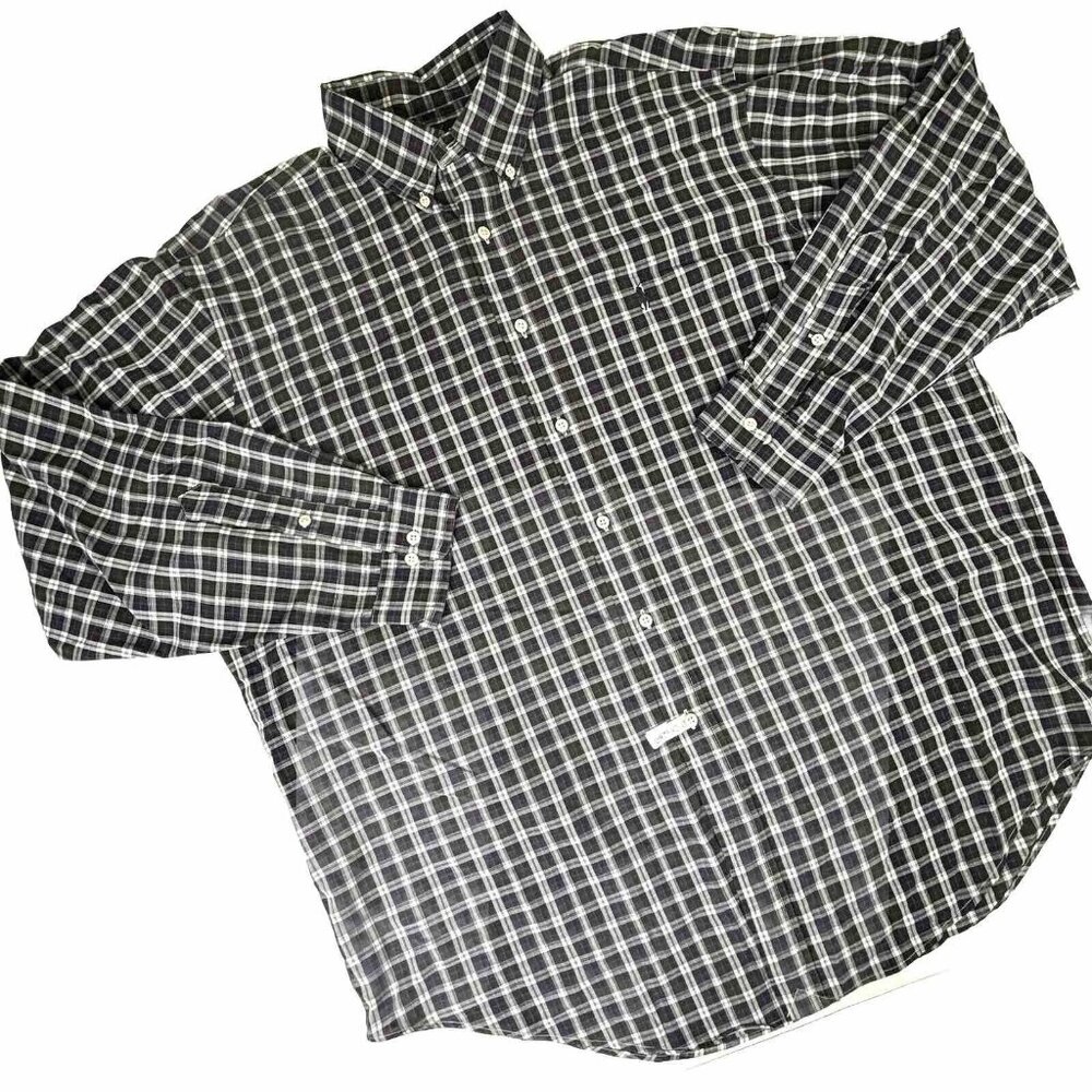 Ralph Lauren Shirt Mens 17 34/35 Yarmouth Oxford Button Down Plaid‎ Cotton EUC